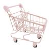 Almencla Mini Shopping Cart Early Educational Mart Utility Grocery Toy Iron Material Suitable for Children Office Desk Decoration Collectors, Pink view 1