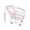 Almencla Mini Shopping Cart Early Educational Mart Utility Grocery Toy Iron Material Suitable for Children Office Desk Decoration Collectors, Pink view 2