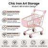 Almencla Mini Shopping Cart Early Educational Mart Utility Grocery Toy Iron Material Suitable for Children Office Desk Decoration Collectors, Pink view 4