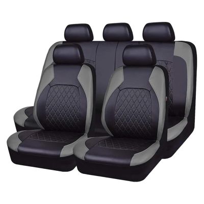 LYBCEOUF Universal PU Car Seat Covers Full Set Compatible with 5 Seats Car Interior Accessories All-Season Auto Seat Cover Most Cars