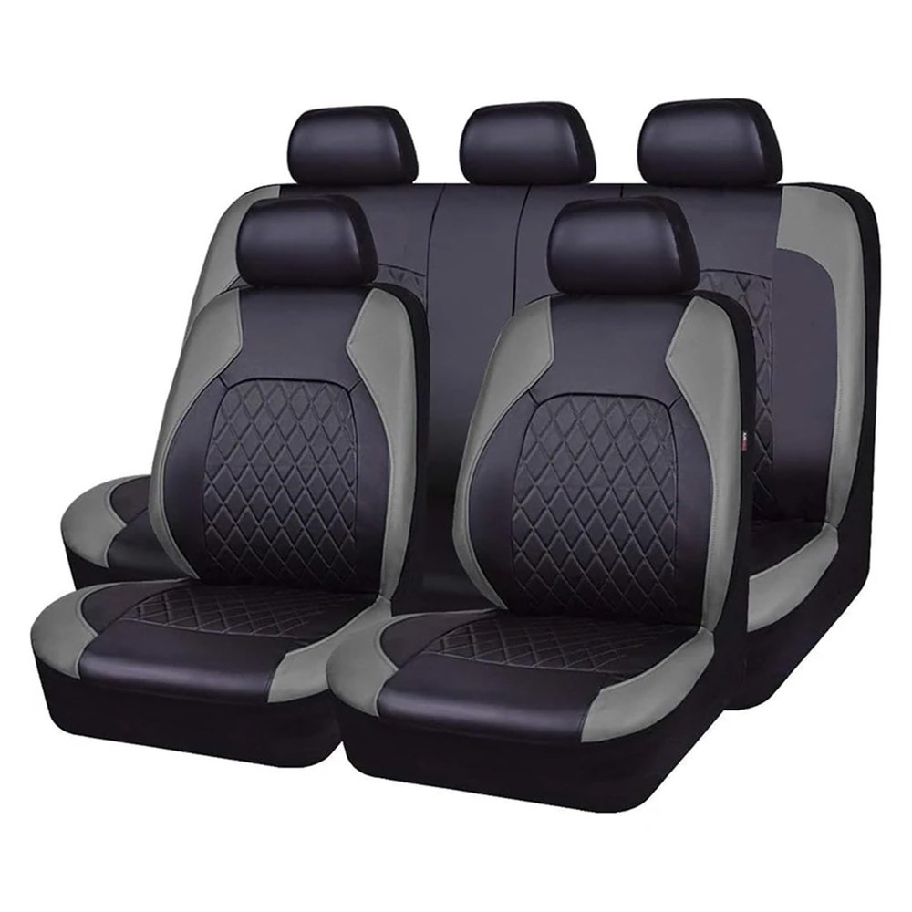 LYBCEOUF Universal PU Car Seat Covers Full Set Compatible with 5 Seats Car Interior Accessories All-Season Auto Seat Cover Most Cars