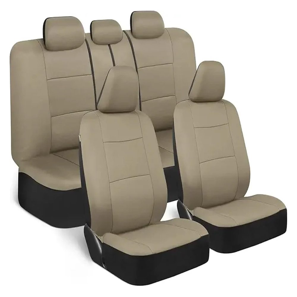 LYBCEOUF Seat Covers Full Set in Solid Beige Front and Rear Split Bench Seat, Easy to Install Compatible with Auto Trucks Van SUV Car