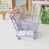 Fonowx Mini Shopping Cart Compact Utility Trolley Iron Structure Small Supermarket Toy with Movable Handle Suitable for Home Desktop Kids Educational, Purple view 4