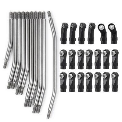 for Axial for Scx10 Ii 90046 1/10 Rc Car 10Pcs 313 324Mm Stainless Steel Link Rod Set Linkage Steering W Nylon Ball End RC Cars Models Parts