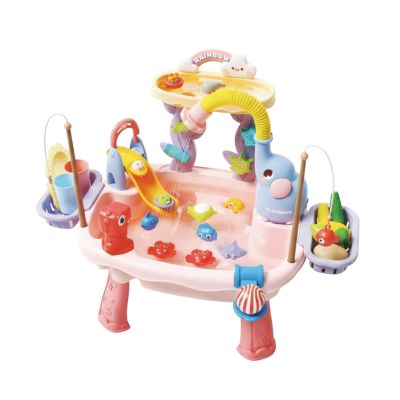 Simhoa Table Elephant Water Park Play Toy Rainbow Arch Animal Shapes Circulating Faucet Basin Sensory Activity Suitable for Children Outdoor Indoor, Pink