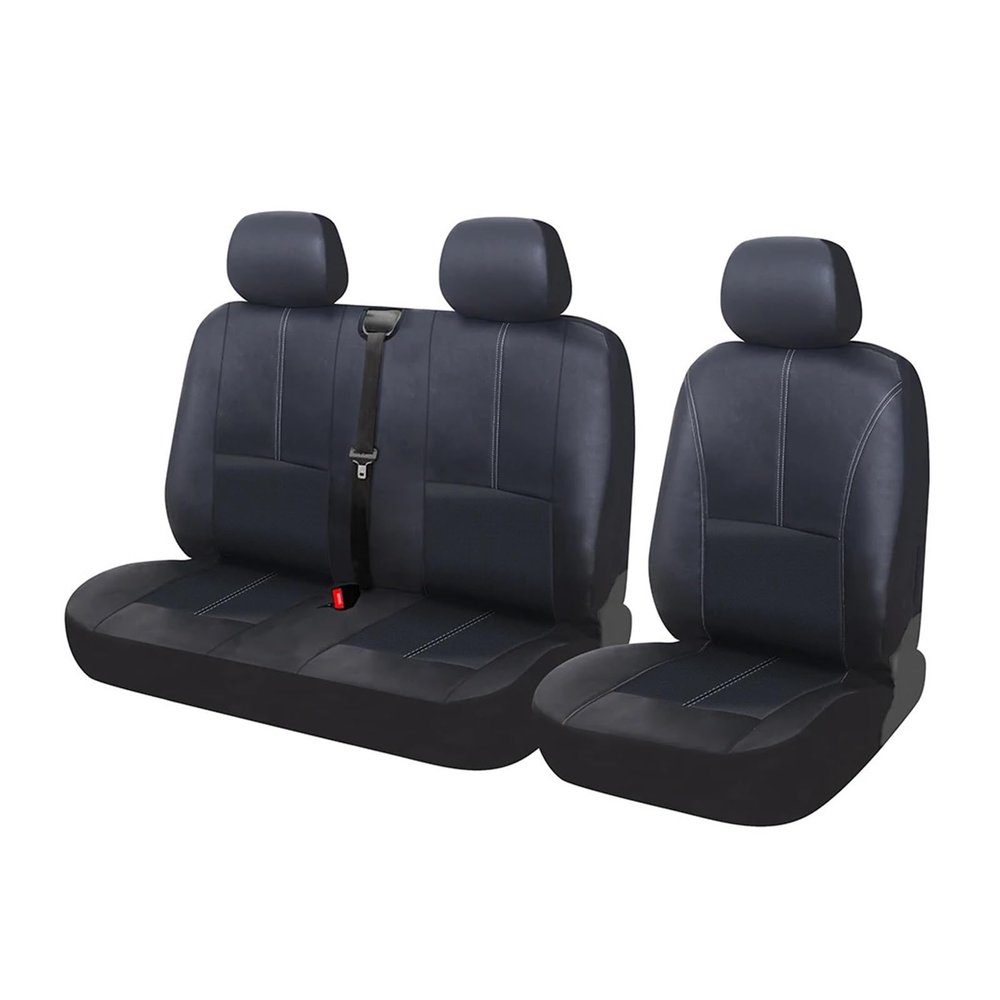 LYBCEOUF 1+2 Seat Covers PU Leather Seat Cover Compatible with Transporter Ford Transit Van Truck Lorry Renault Peugeot Opel Vivar