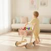 Wooden Shopping Cart Adjustable Height Imaginative Shopping Cart Child for Playroom, Preschool view 2