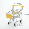 Fonowx Mini Shopping Cart Kids Grocery Trolley Storage Ornament Iron Construction Suitable for Home Collectors Desktop Gift Giving Office, Yellow view 2