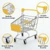 Fonowx Mini Shopping Cart Kids Grocery Trolley Storage Ornament Iron Construction Suitable for Home Collectors Desktop Gift Giving Office, Yellow view 3
