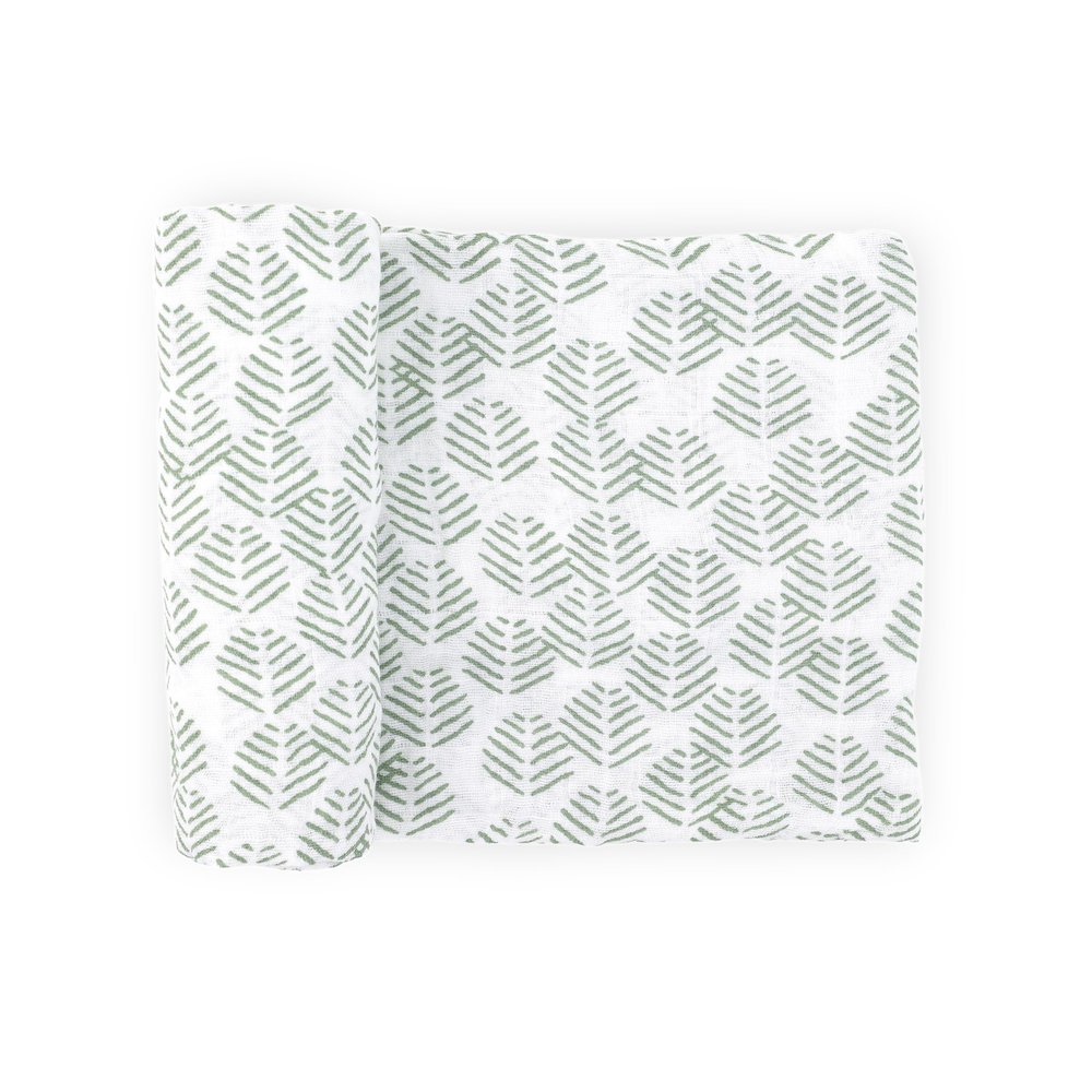 Little Unicorn Premium Cotton Swaddle Baby Blanket | Breathable Fabric | for swaddling, Play, Nursing & More (Leaf Motif)