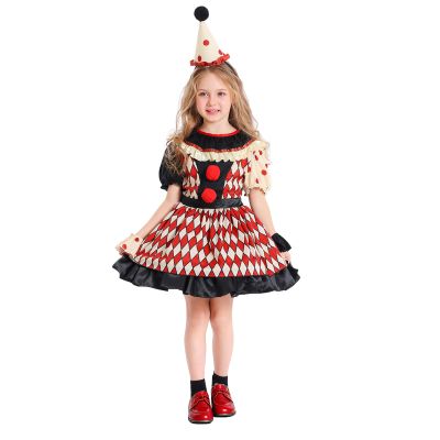 YPLOJOUO Kids Halloween Clown Costume (Red, 13 Years)