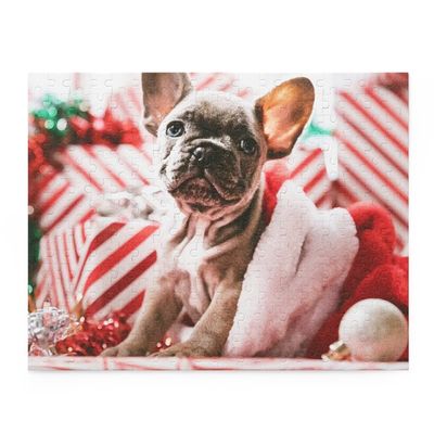Christmas French Bulldog Pet Portrait, Universal Leisure Game, Animal Themed Gift, Home Decor 300 Piece Jigsaw Puzzle