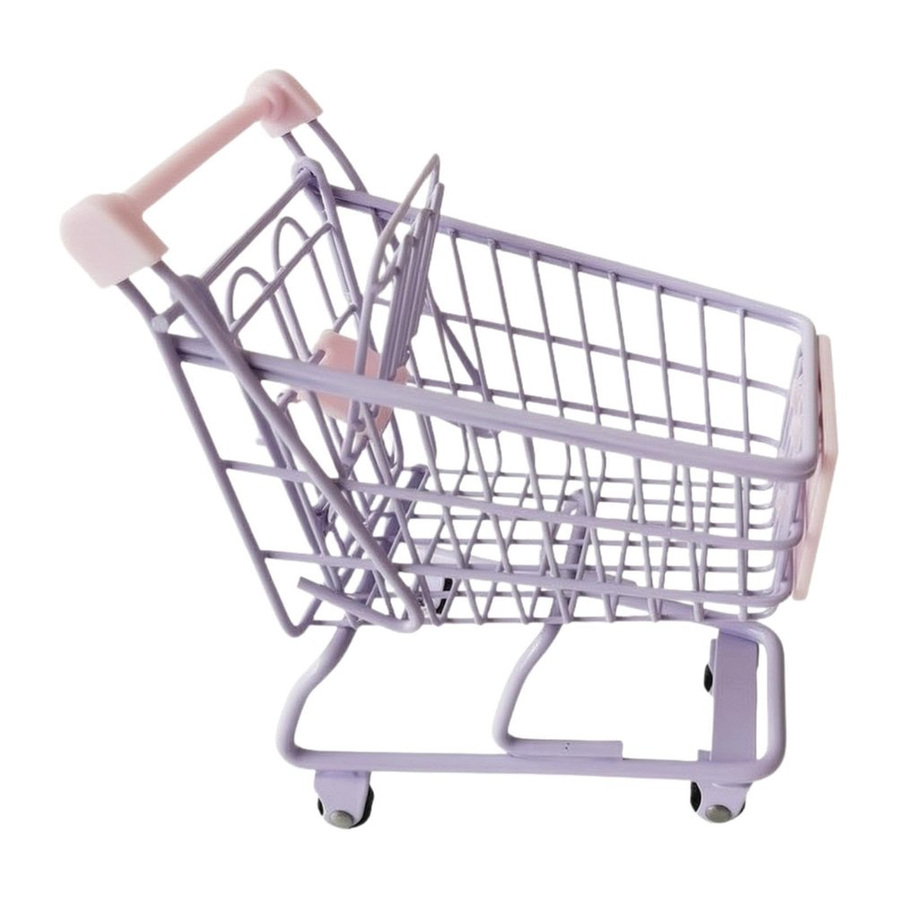 harayaa Mini Shopping Cart Small Supermarket Iron Trolley Organizer Utility Toy with Handle Suitable for Vanity Storage Kids Preschool Learning Deskto, Purple