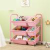 MXDLYHHHT Fully Open Design 3-Tiers Toy Storage Organizer with 9 Removable Bins Plastic Metal for Living Room Easy to Access view 4