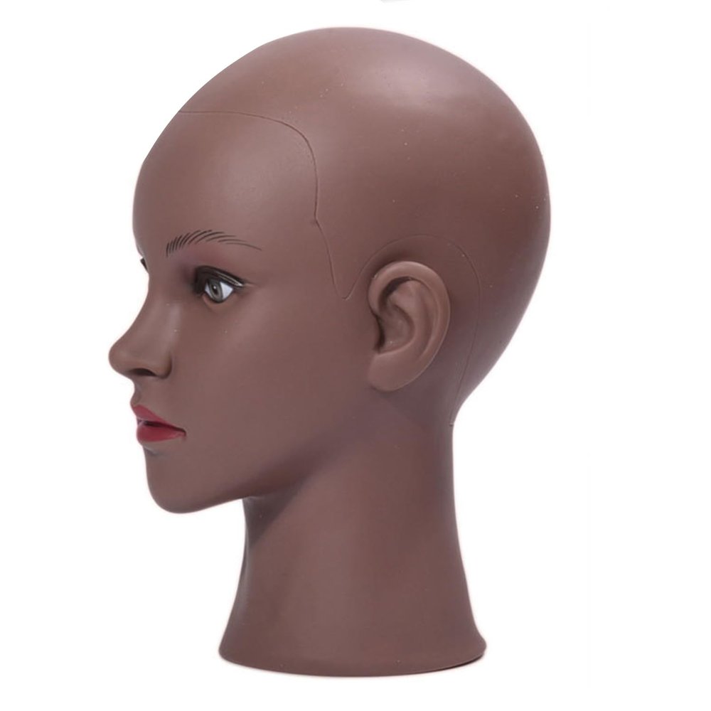 Btgghytr Bald Mannequin Head Brown Female Professional Cosmetology for Wigs Making, Display Wigs, Eyeglasses, Hairs, Glasses Helmets Bald Mannequin Head