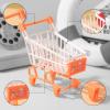 Mini Shopping Cart Storage Organizer Basket Miniature Handcart Trolley PP Makeup Holder for Storing Desk Essentials Suitable for Office Students Gift, Orange view 3