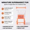 Mini Shopping Cart Storage Organizer Basket Miniature Handcart Trolley PP Makeup Holder for Storing Desk Essentials Suitable for Office Students Gift, Orange view 4