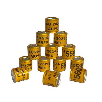 8mm Aluminum Pigeon Rings Set (100) Name/Date Engraved Rings