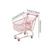 JunZheHub Mini Shopping Cart Kids Supermarket Storage Toy Utility Handcart Iron Frame Office Organizer for Small Objects Suitable for Collecting and Home Use, Pink view 2