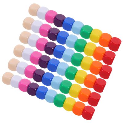 VINTORKY 100pcs Blank Dice 16mm Acrylic Colored Six Sided Cube with Rounded Corners and Smooth Surface for DIY Crafts Board Game Accessories and Classroom Teaching