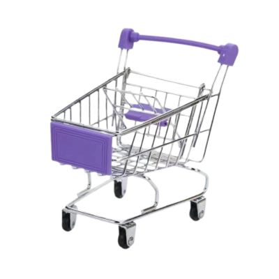 Simhoa Mini Shopping Cart Kids Decorative Supermarket Trolley Iron Frame Handcart Suitable for Desktop Gift Giving Home Office Collectors, Purple