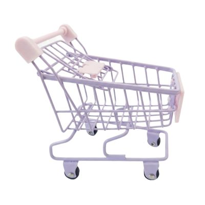 EHJRE Mini Shopping Cart Small Handcart Supermarket Storage Toy Iron Realistic Look Suitable for Kids Gift Desk Organizer Collectible Display, Purple