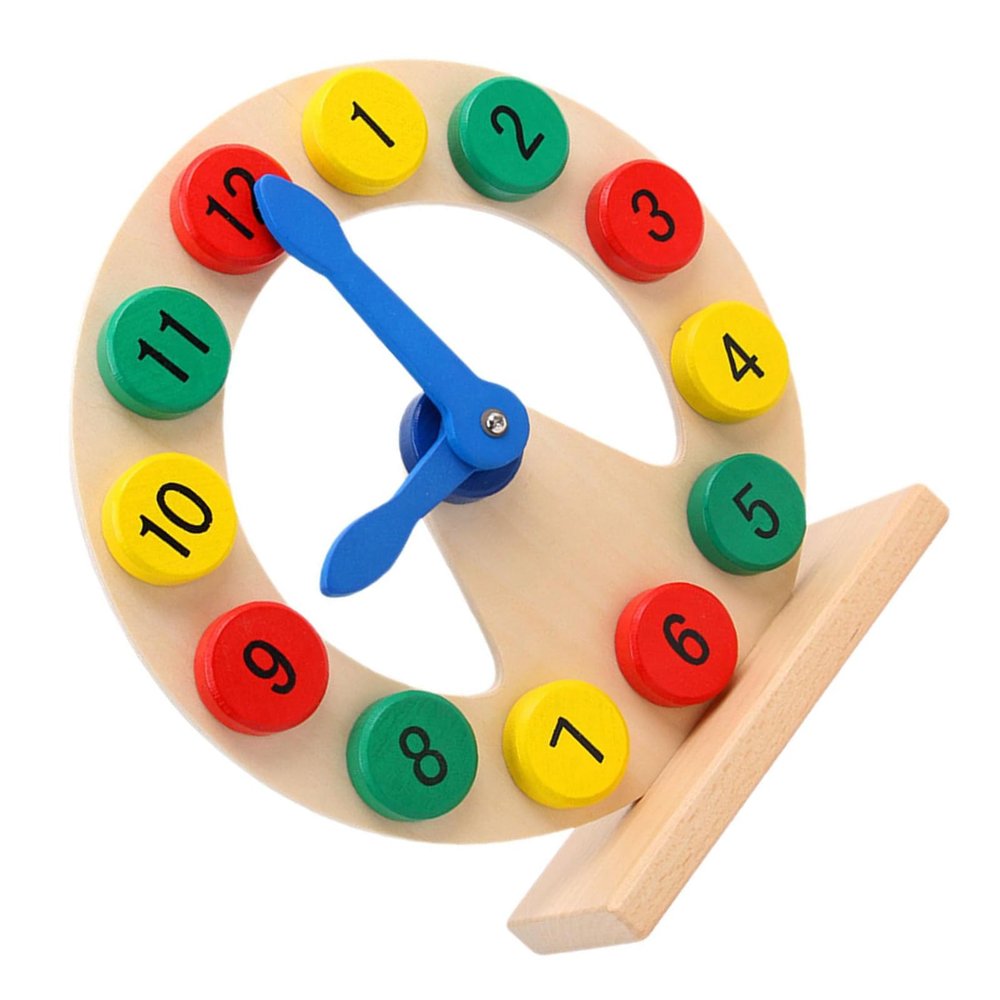 Psdndeww Wooden Time Teaching Aid for Small with Rotating Hands for Early Age Time Management Skill Development Clock Learning Toy for