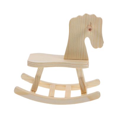 PETSOLA Wooden Rocking Horse Model Small Unfinished for Patio Entrance Farmhouse