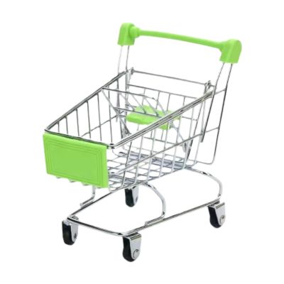 predolo Mini Shopping Cart Kids Utility Grocery Trolley Ornament with Iron Material for Suit Giving Retail Display Collectors Office, Green