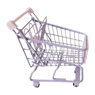TTETTZ Mini Shopping Cart Small Supermarket Cart Trolley Iron Utility Toy with Realistic Handle Suitable for Office Storage Kids Play Decorative Ornament, Purple