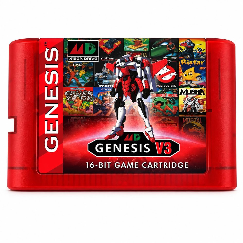1200 in 1 V3 Pro Game Cartridge for Genesis Console - Clear Red