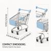 TTETTZ Mini Shopping Cart Small Utility Trolley Toy Desk Organizer Iron Structure Suitable for Kids Collectors, Light Blue view 3