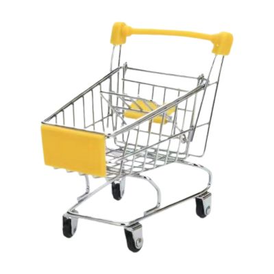 TTETTZ Mini Shopping Cart Kids Supermarket Toy Utility Trolley Iron Material for Desktop Decoration Home Collectors Gift Giving, Yellow