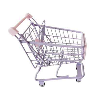 LeeQinersw Mini Shopping Cart Small Supermarket Iron Utility Trolley Toy Organizer with Realistic Handle Suitable for Party Display Kids Imagination Play, Purple