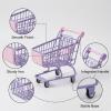 LeeQinersw Mini Shopping Cart Small Supermarket Iron Utility Trolley Toy Organizer with Realistic Handle Suitable for Party Display Kids Imagination Play, Purple view 4