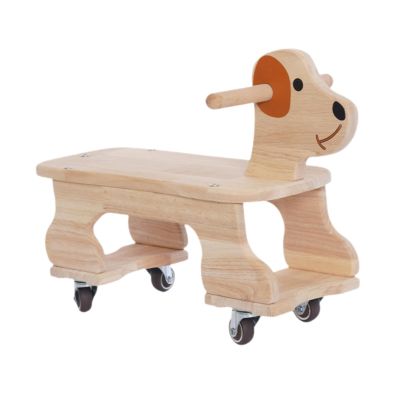 Fonowx Vehicle Wooden Rocking Horse Wide Seat Non Slip Handles Swivel Wheels Suitable for Children's