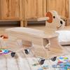Fonowx Vehicle Wooden Rocking Horse Wide Seat Non Slip Handles Swivel Wheels Suitable for Children's view 2