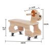 Fonowx Vehicle Wooden Rocking Horse Wide Seat Non Slip Handles Swivel Wheels Suitable for Children's view 3