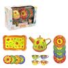 PETSOLA Miniature Teapot Tea Party Set Pretend Play Kitchen Tinplate Cup Plate Princess Dessert Tray Simulation Suitable for Birthday Party Home Play, Yellow view 4