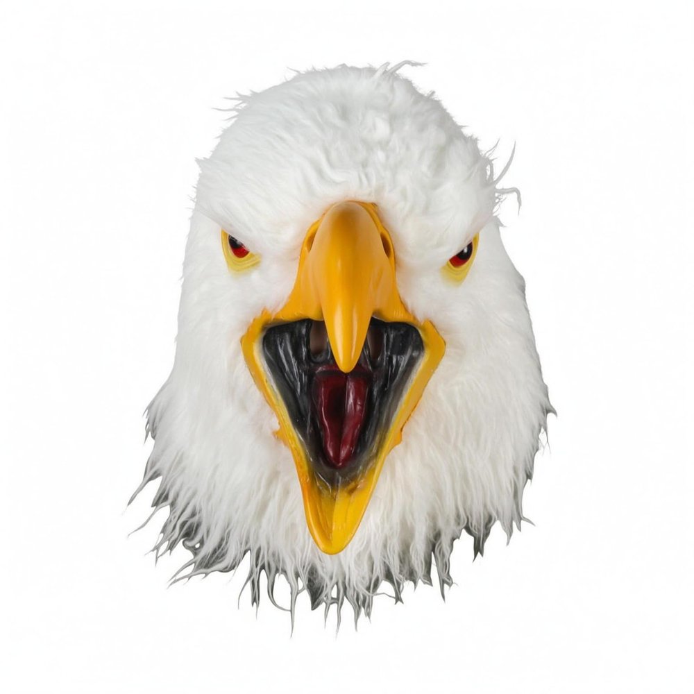 Wsymxuo Bald Avian Headpiece Perforated Full Head Avian Headpiece Faux Hair Detail, Open Mouth Eagle