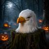 Wsymxuo Bald Avian Headpiece Perforated Full Head Avian Headpiece Faux Hair Detail, Open Mouth Eagle view 2