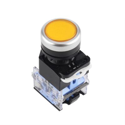 FXPCGZISH 1PCS Push Button Switch LA38-11BN LA38-11BNZS NO/NC Momentary/Latching 22mm 4 Screws Round Panel Cutout 2 Position Knob Switch (Color : Yellow, Size : Self-Locking)