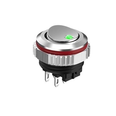 FXPCGZISH 22MM Round Rocker Switch, high Current 16A, 2NO/2NO2NC Optional, Chrome-Plated Button or Oxidized Black Button Optional 5-24V 2 Positions(4pin G(Silver Key),2NO2NC)