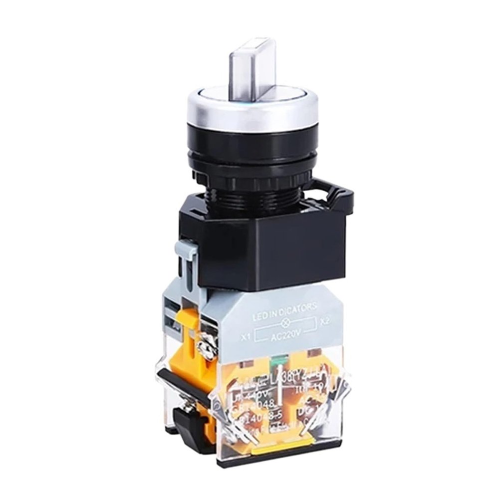FXPCGZISH LA38-11XD/2 Rotary Push Button Switch with lamp 22MM 2 Position 3 Position Latching LED knob switches Multicolor Optional(White,3P 1NO 1NC -6V)