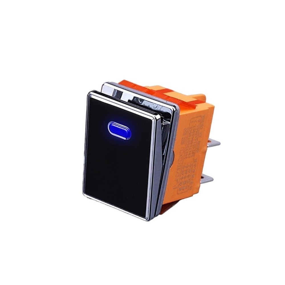 FXPCGZISH 4pin Drawing Process Aluminum Oxidation of Key 16A 250VAC DPDT Aluminum Panel Waterproof Rocker Switch(Blue(Black Panel),9-24V)