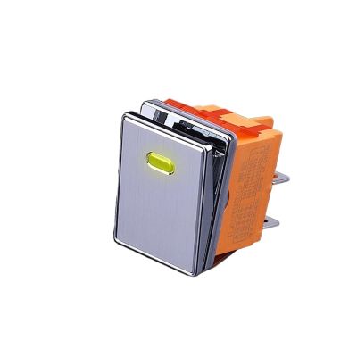 FXPCGZISH 4pin Drawing Process Aluminum Oxidation of Key 16A 250VAC DPDT Aluminum Panel Waterproof Rocker Switch(Yellow(Silvery Panel,220V)