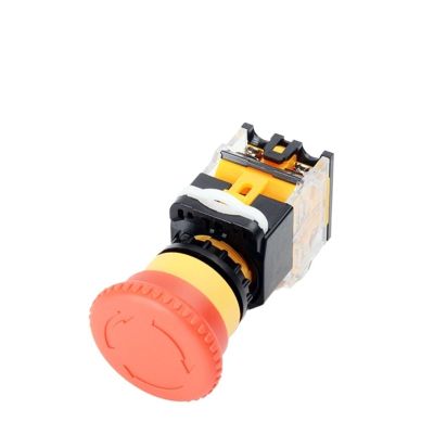 FXPCGZISH 22mm LA38 Round Power Button Switch, 1NO/1NC instantaneous Button Switch with Light, 220V LED Indicator(Stop,Self Reset)