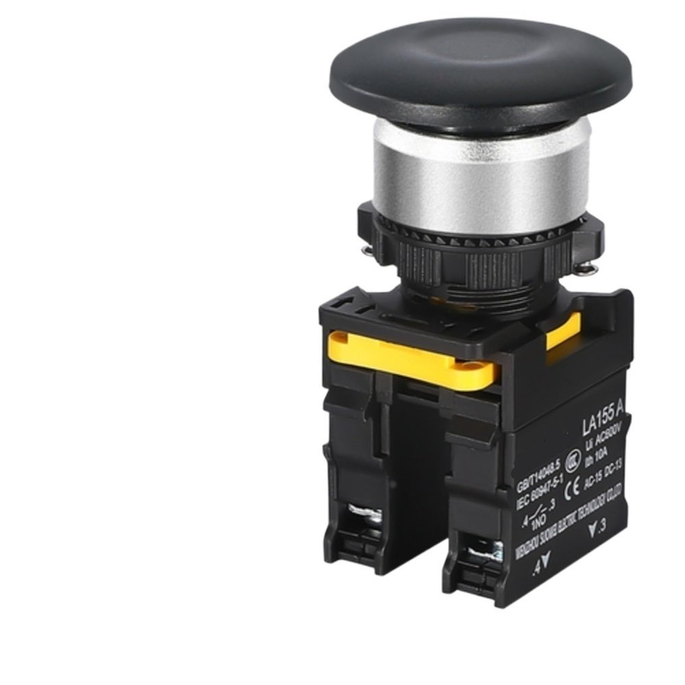 FXPCGZISH Mushroom Button Switch Waterproof Latching Momentary Self Reset Locking Panelboard Power Start Switch Red Green 10A 1NO1NC 22mm(Black,1NO1NC)