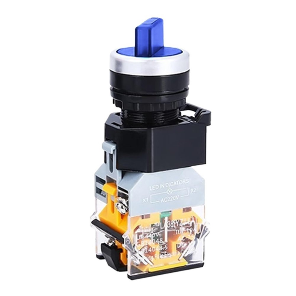 FXPCGZISH LA38-11XD/2 Rotary Push Button Switch with lamp 22MM 2 Position 3 Position Latching LED knob switches Multicolor Optional(Blue,2P1NO 1NC-24V)