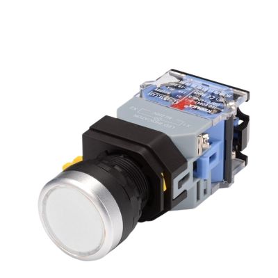 FXPCGZISH 22mm LA38 Illuminated Pushbutton Switch Self-Locking Reset Flat Switch 24 220V Red Green Start Mushroom Knob with Light Self-Locking(with Light (White),12V)